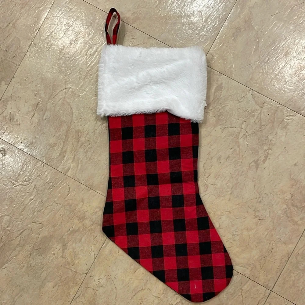 Christmas Stocking, Red Buffalo Plaid, New